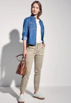 Street One Hosen*Jeans im Cargo-Look beige washed