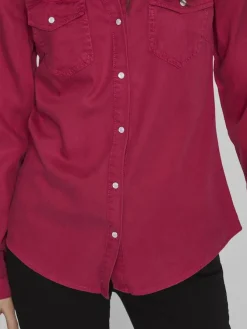 Vila Blusen*Jeansbluse cerise