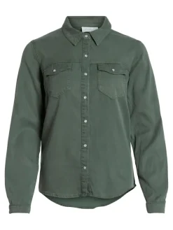 Vila Blusen*Jeansbluse duck green