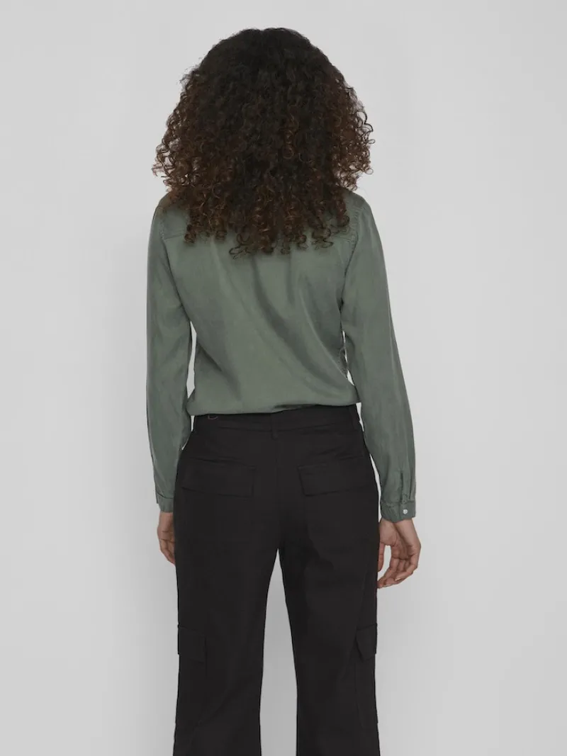 Vila Blusen*Jeansbluse duck green