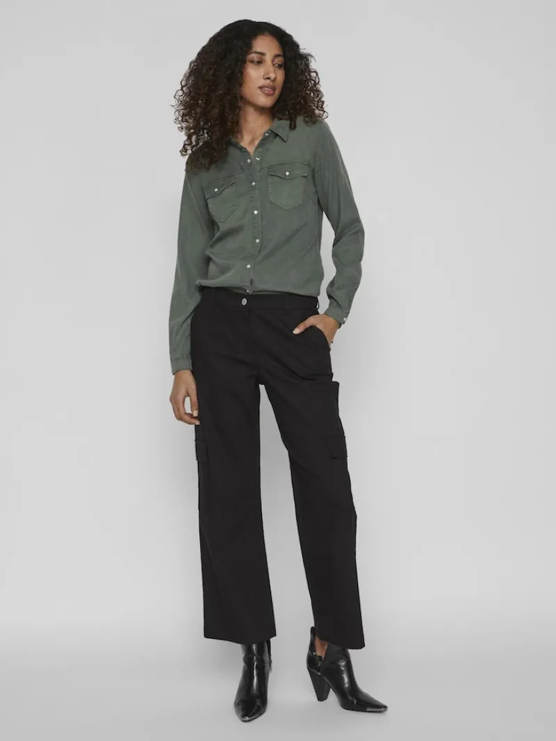 Vila Blusen*Jeansbluse duck green