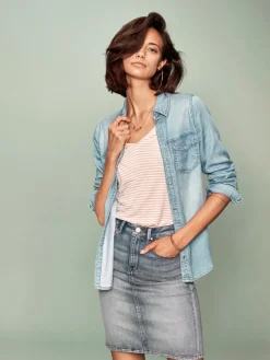 Vila Blusen*Jeansbluse Medium Blue Denim