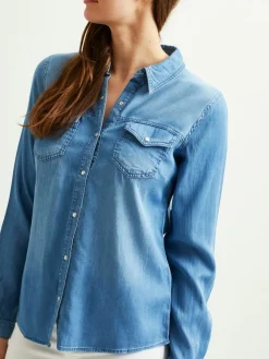 Vila Blusen*Jeansbluse Medium Blue Denim