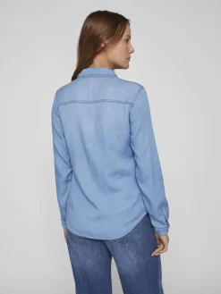 Vila Blusen*Jeansbluse Medium Blue Denim