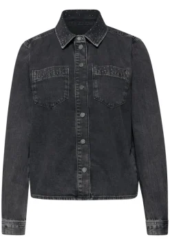 STREET ONE STUDIO Blusen*Jeanshemd mit Glitzerdetails black random washed