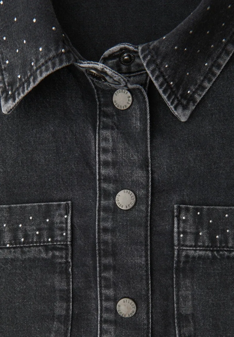 STREET ONE STUDIO Blusen*Jeanshemd mit Glitzerdetails black random washed