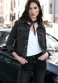 STREET ONE STUDIO Blusen*Jeanshemd mit Glitzerdetails black random washed