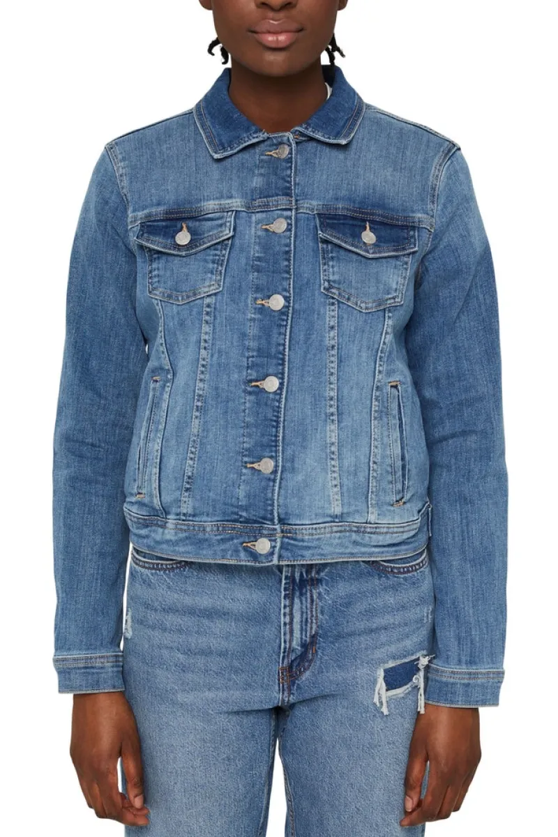 Esprit Jacken*Jeansjacke im Used-Look blue light washed