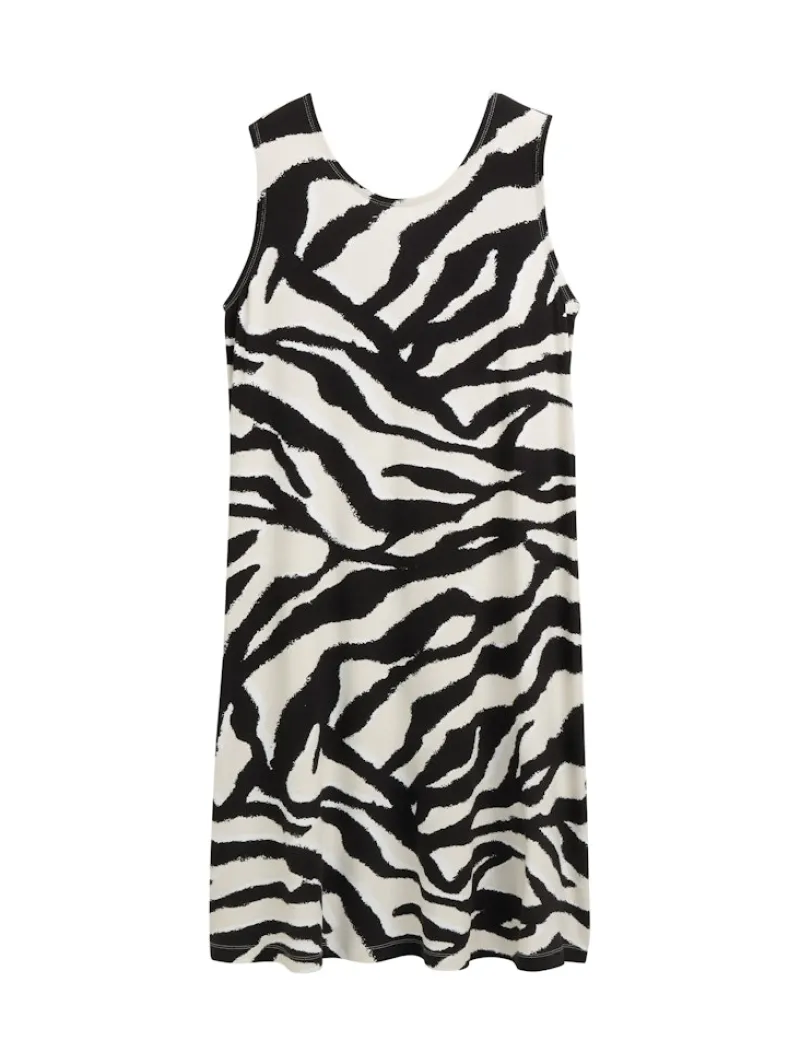 Tom Tailor Kleider*Jersey Kleid mit Rückendetail abstract beige zebra