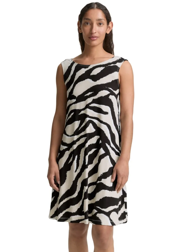 Tom Tailor Kleider*Jersey Kleid mit Rückendetail abstract beige zebra