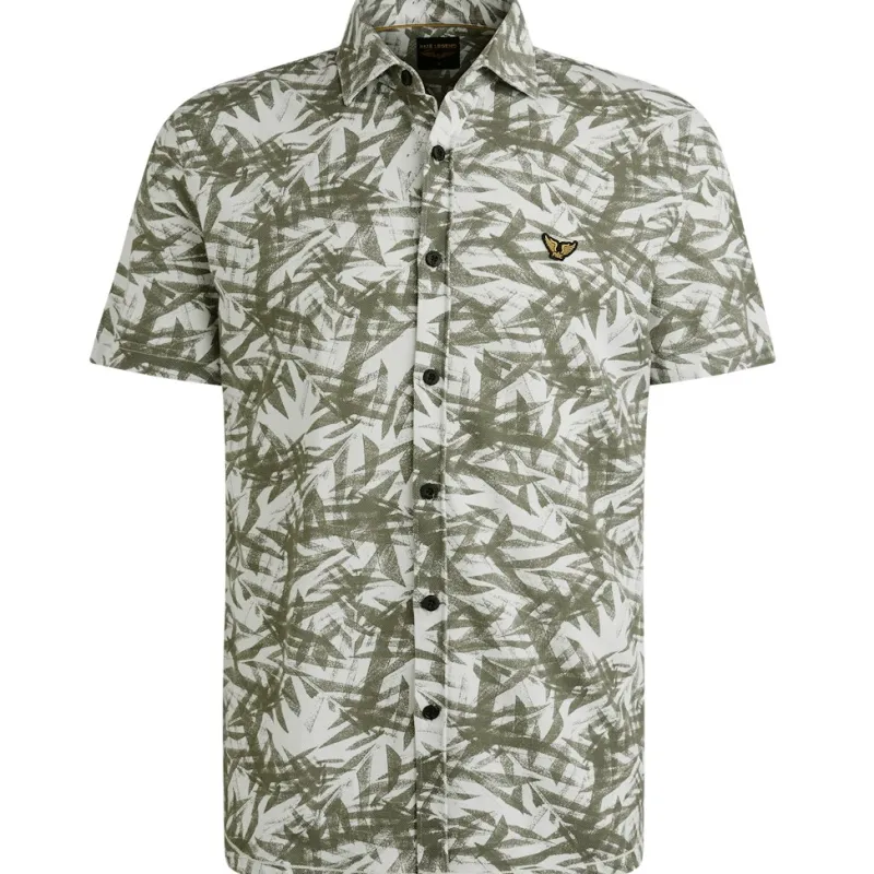 PME Legend Hemden|Big Boys*Jersey Pique Print Leaf Bright White