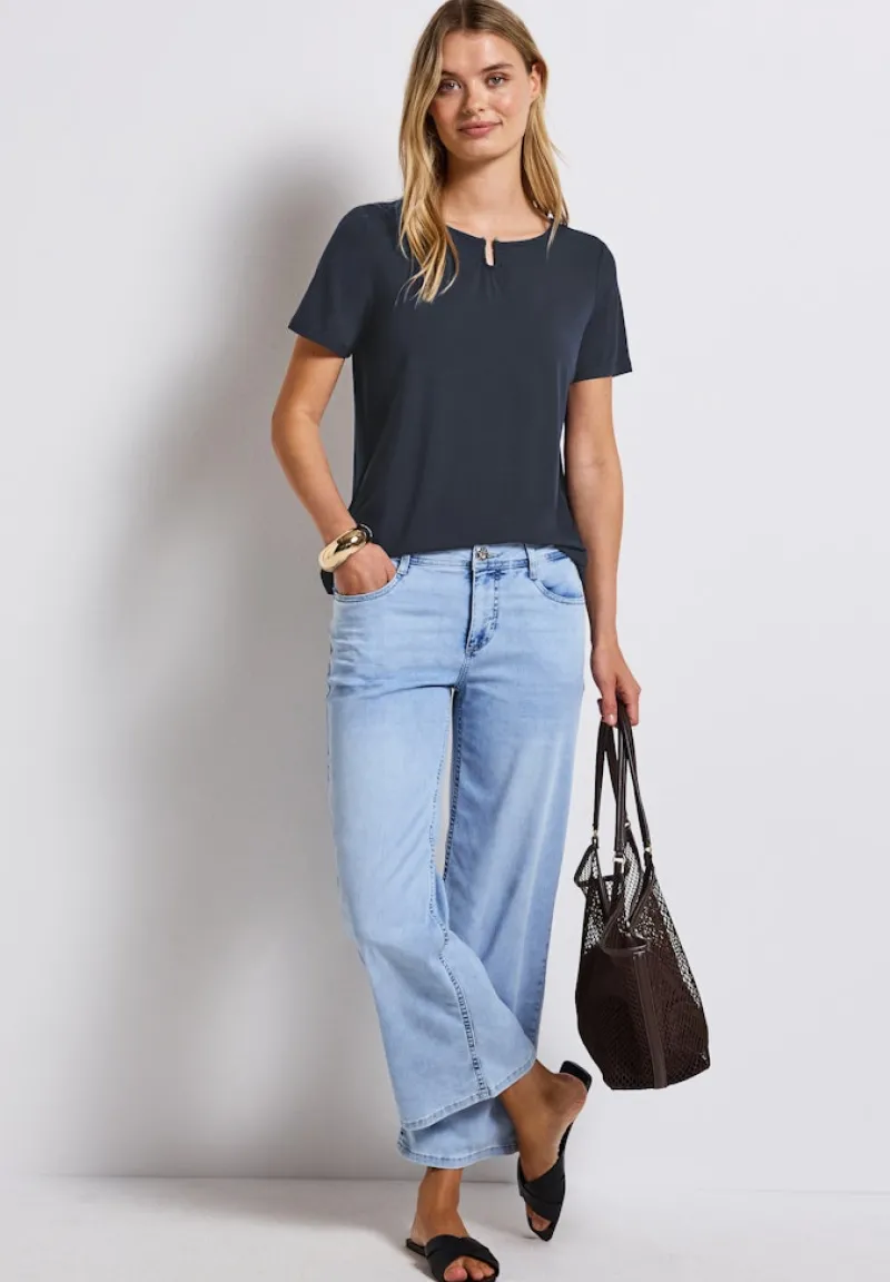 Street One Shirts*Jersey-Shirt mit Cut-Out deepwater blue