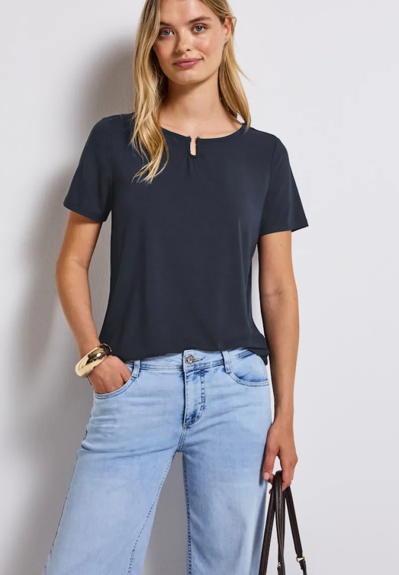 Street One Shirts*Jersey-Shirt mit Cut-Out deepwater blue