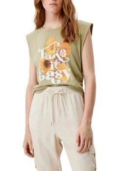 QS Shirts*Jerseyshirt mit Raffung Grün