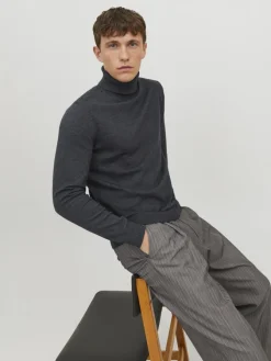 Jack & Jones Pullover & Sweatshirts*JJEEMIL KNIT ROLL NECK NOOS Dark Grey Melange
