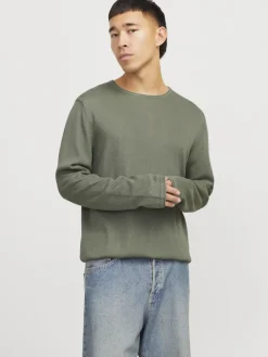 Jack & Jones Pullover & Sweatshirts*JJELEO KNIT CREW NECK NOOS agave green