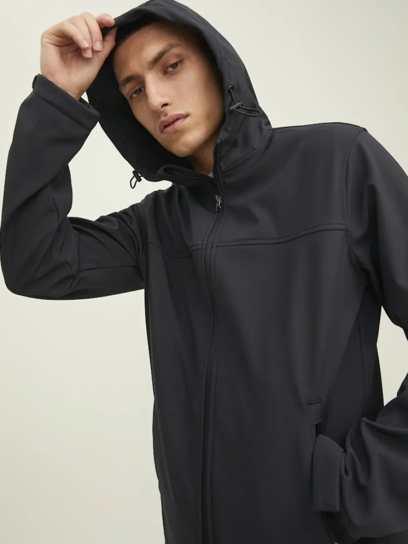 Jack & Jones Jacken*JJEMARVIN HOOD SOFTSHELL NOOS Black