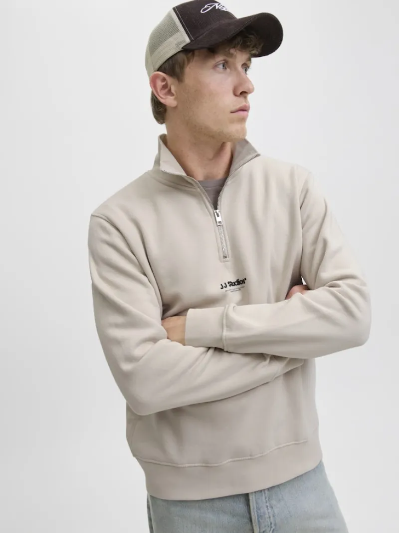 Jack & Jones Pullover & Sweatshirts*JJESOHO SWEAT QUARTER ZIP HN NOOS moonbeam