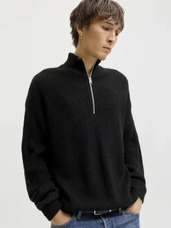 Jack & Jones Pullover & Sweatshirts*JJKAITO KNIT HALF ZIP BF Black