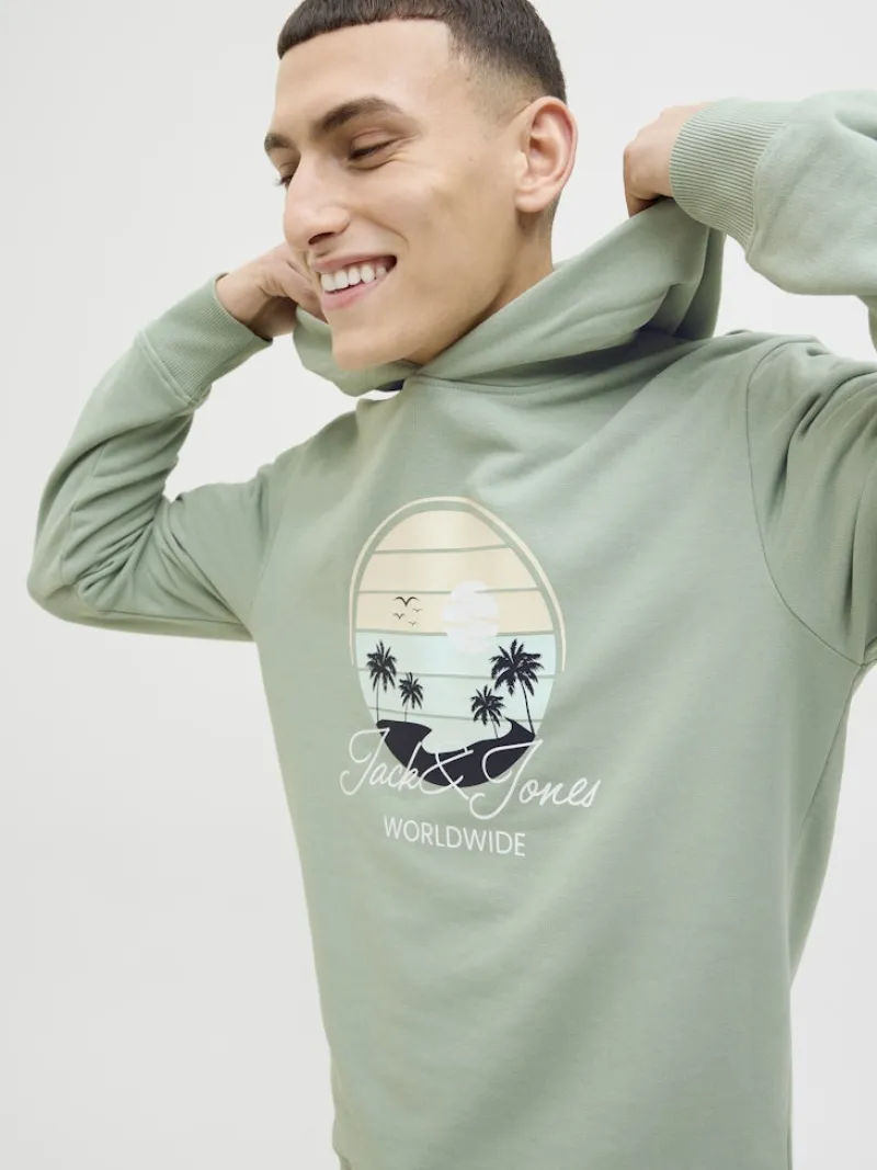 Jack & Jones Pullover & Sweatshirts*JJPALM SWEAT HOOD iceberg green