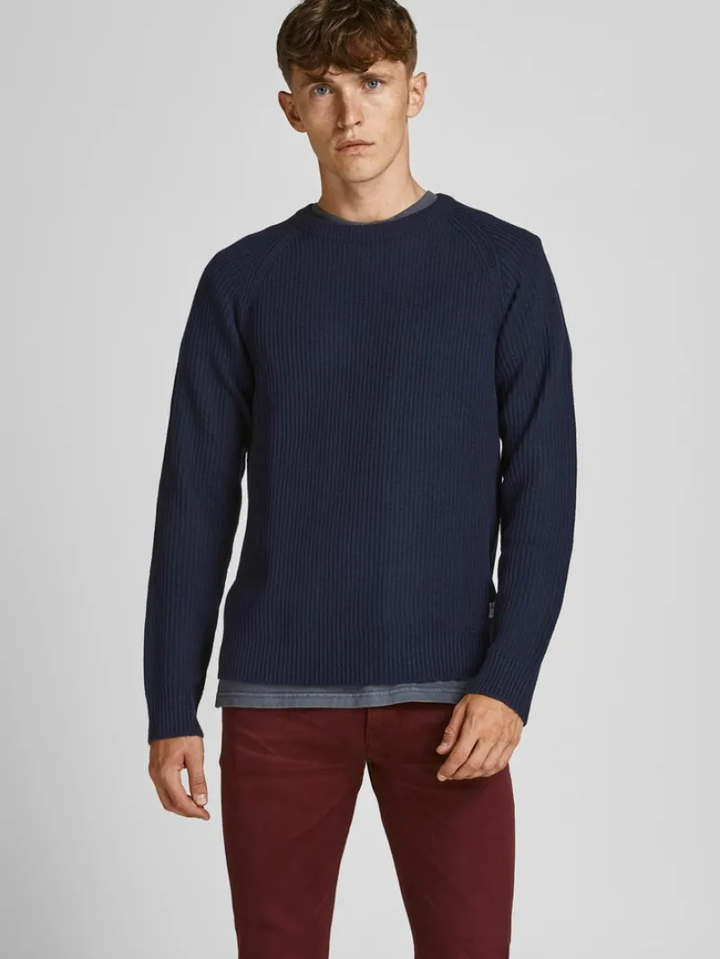 Jack & Jones Pullover & Sweatshirts*JJPANNEL KNIT CREW NECK PRE navy blazer1