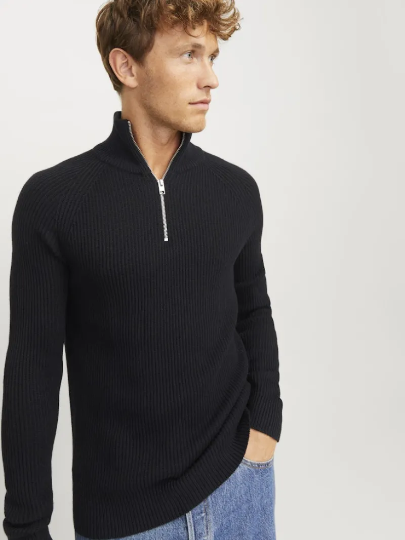 Jack & Jones Pullover & Sweatshirts*JJPANNEL KNIT HALF ZIP AW24 Black