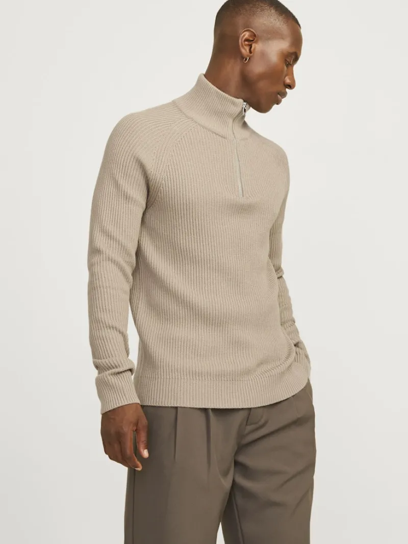Jack & Jones Pullover & Sweatshirts*JJPANNEL KNIT HALF ZIP AW24 Crockery