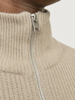 Jack & Jones Pullover & Sweatshirts*JJPANNEL KNIT HALF ZIP AW24 Crockery