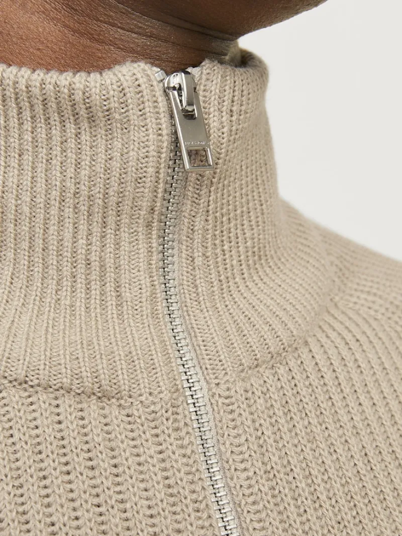 Jack & Jones Pullover & Sweatshirts*JJPANNEL KNIT HALF ZIP AW24 Crockery