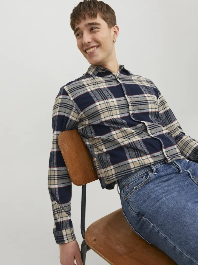 Jack & Jones Hemden*JJPLAIN FALL CHECK SHIRT LS Navy Blazer