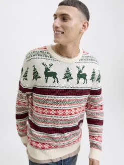 Jack & Jones Pullover & Sweatshirts*JJXMAS NOEL KNIT CREW NECK dark green