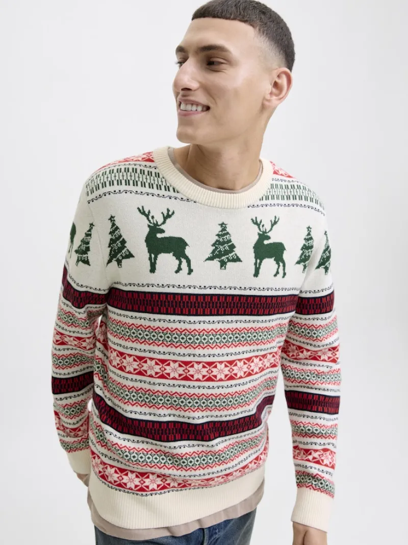 Jack & Jones Pullover & Sweatshirts*JJXMAS NOEL KNIT CREW NECK dark green