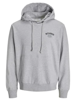 Jack & Jones Pullover & Sweatshirts*JJYUKI SWEAT HOOD BF Light Grey Melange-Small print