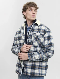 Jack & Jones Hemden*JJZAC TEDDY OVERSHIRT LS Cloud Dancer