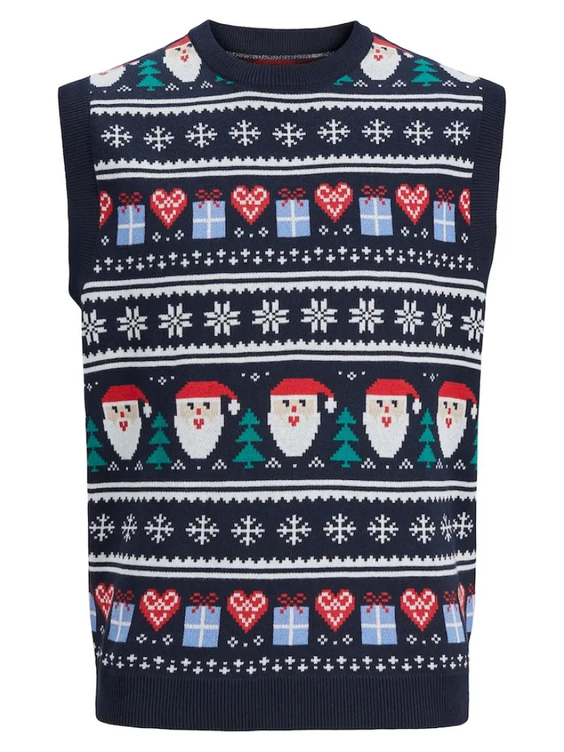 Jack & Jones Pullover & Sweatshirts*JORFESTIVE XMAS KNIT VEST CREW NECK blau2