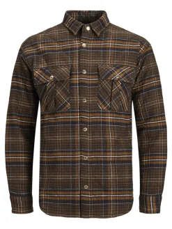 Jack & Jones Hemden*JORJAMES QUILTED OVERSHIRT LS LN Desert Palm