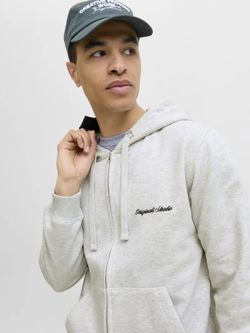 Jack & Jones Pullover & Sweatshirts*JORNORREBRO EMB SWEAT ZIP HOOD NOOS White Melange