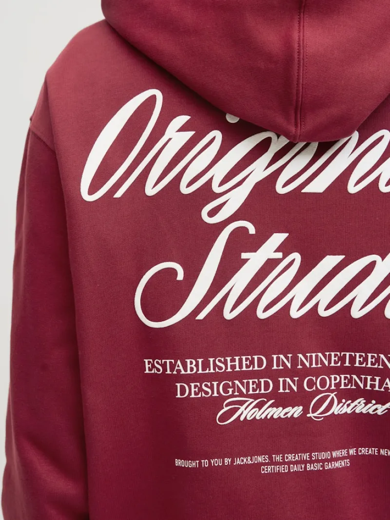 Jack & Jones Pullover & Sweatshirts*JORNORREBRO TYPO BACK SWEAT HOOD SN tibetan red
