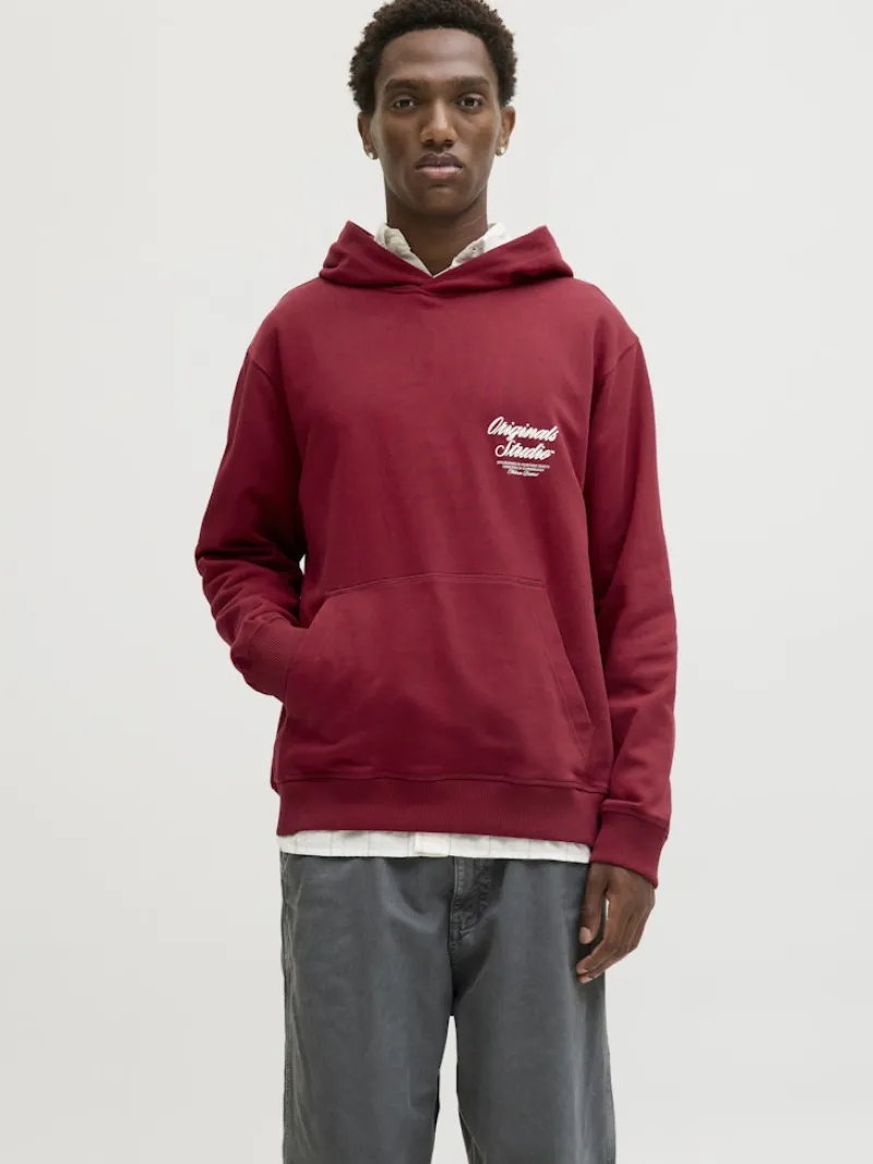 Jack & Jones Pullover & Sweatshirts*JORNORREBRO TYPO BACK SWEAT HOOD SN tibetan red