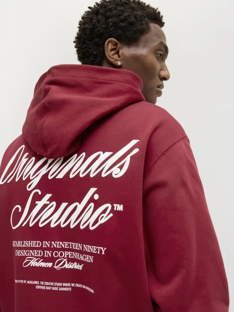 Jack & Jones Pullover & Sweatshirts*JORNORREBRO TYPO BACK SWEAT HOOD SN tibetan red