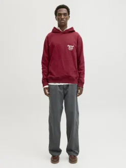 Jack & Jones Pullover & Sweatshirts*JORNORREBRO TYPO BACK SWEAT HOOD SN tibetan red