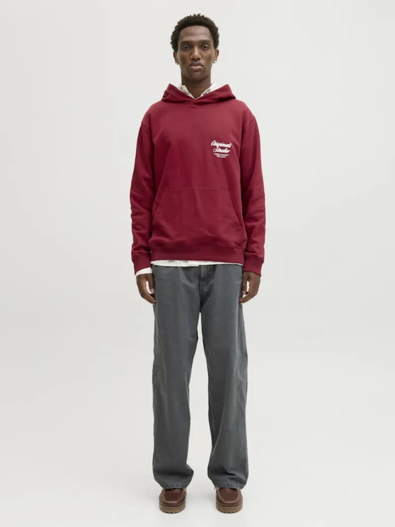 Jack & Jones Pullover & Sweatshirts*JORNORREBRO TYPO BACK SWEAT HOOD SN tibetan red