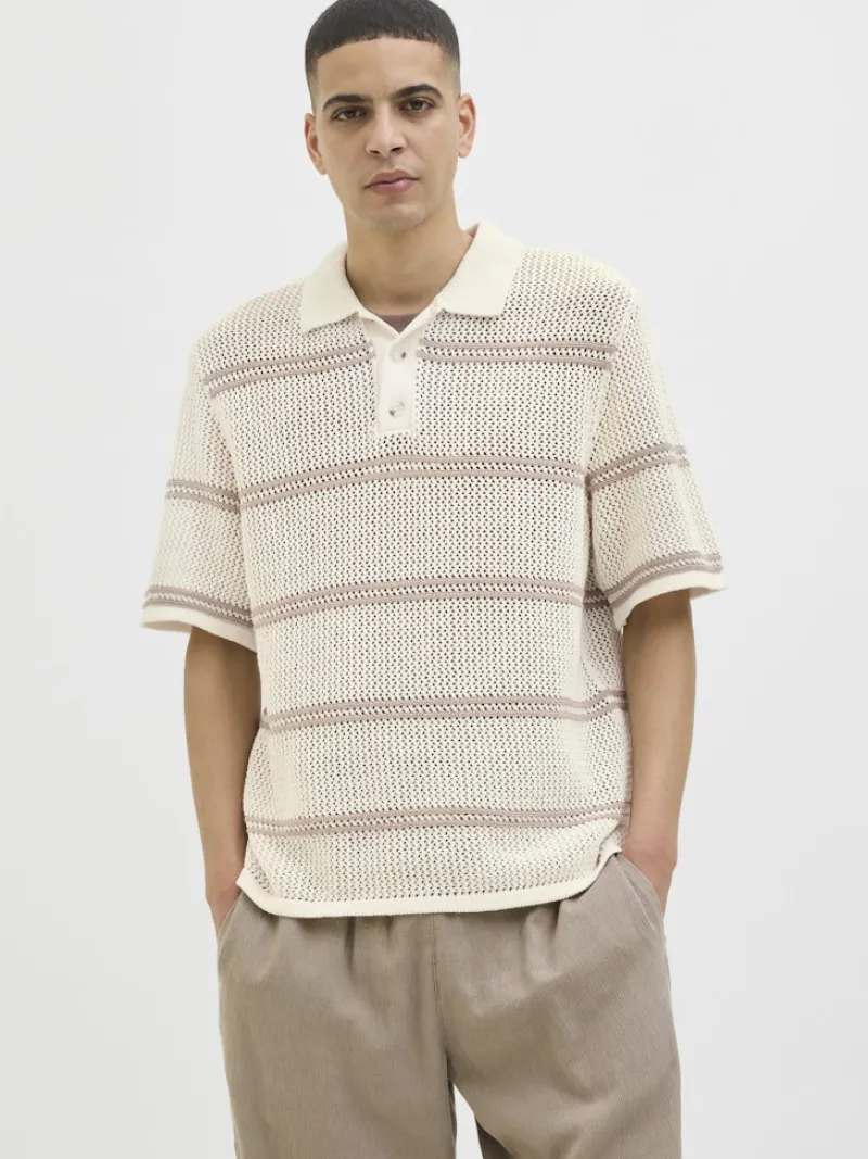 Jack & Jones Shirts*JORSUMMER KNIT SS POLO STYD SS25 sea salt