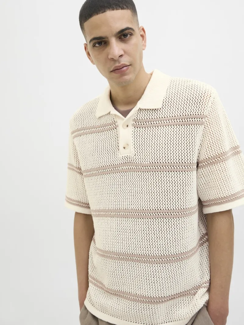 Jack & Jones Shirts*JORSUMMER KNIT SS POLO STYD SS25 sea salt