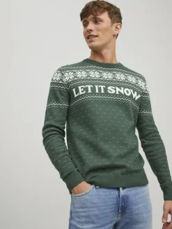 Jack & Jones Pullover & Sweatshirts*JORXMAS KNIT CREW NECK trekking green