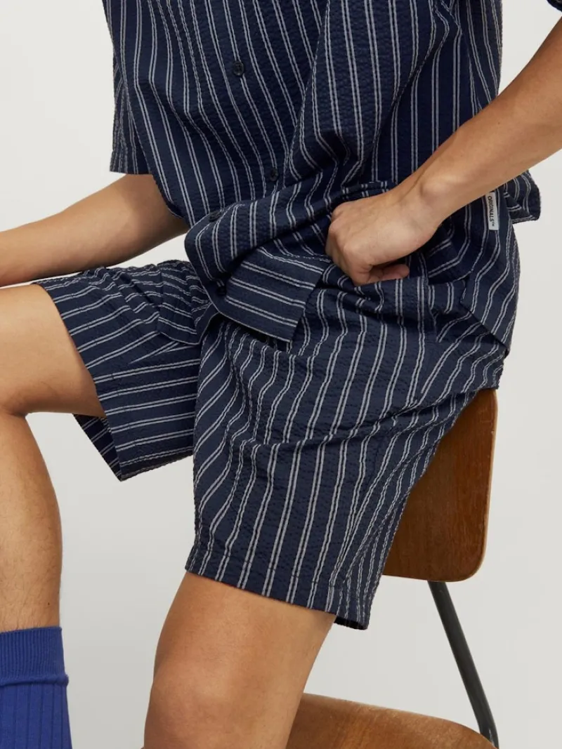 Jack & Jones Shorts*JPSTJAIDEN PALMA SEERSUCKER SHORT SRT dunkelblau2