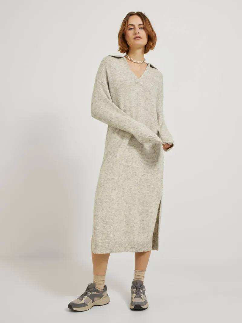 JJXX Kleider*JXARIELLA POLO NECK DRESS KNIT Cloud Dancer