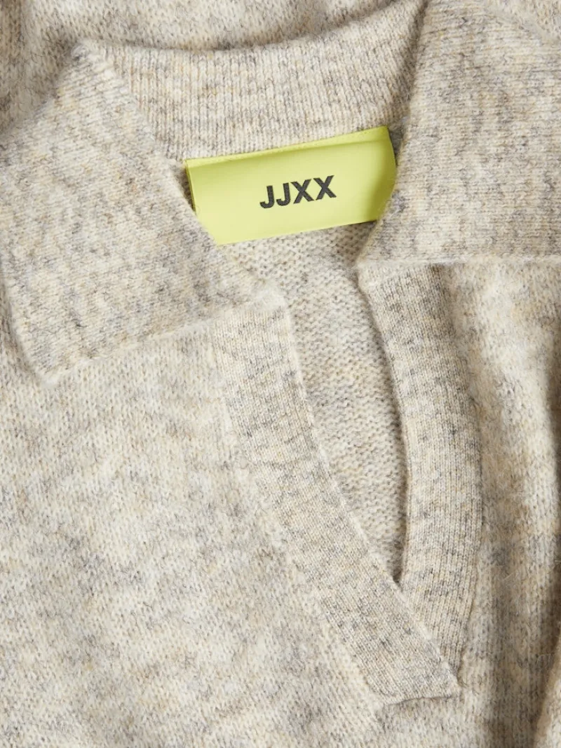JJXX Kleider*JXARIELLA POLO NECK DRESS KNIT Cloud Dancer