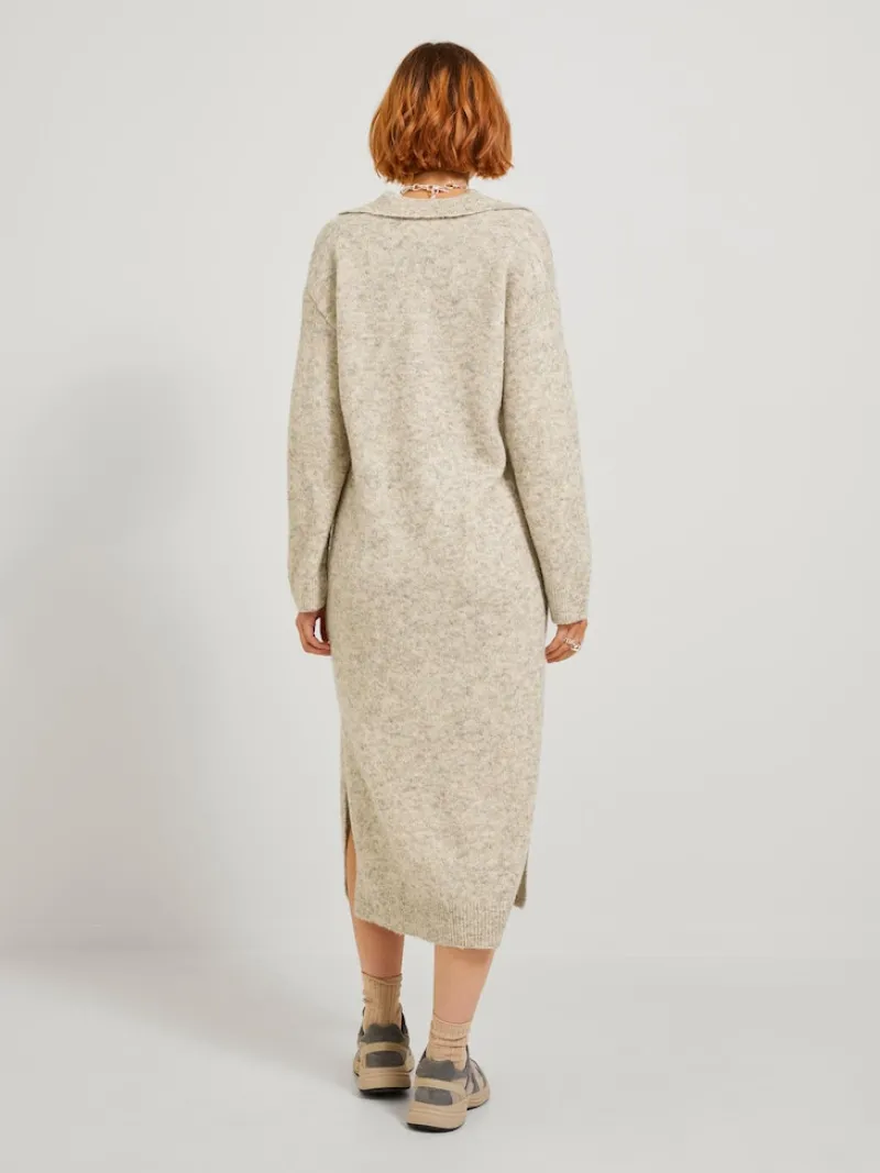 JJXX Kleider*JXARIELLA POLO NECK DRESS KNIT Cloud Dancer