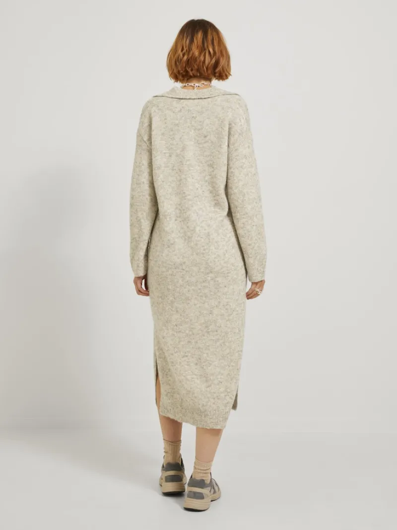 JJXX Kleider*JXARIELLA POLO NECK DRESS KNIT Cloud Dancer